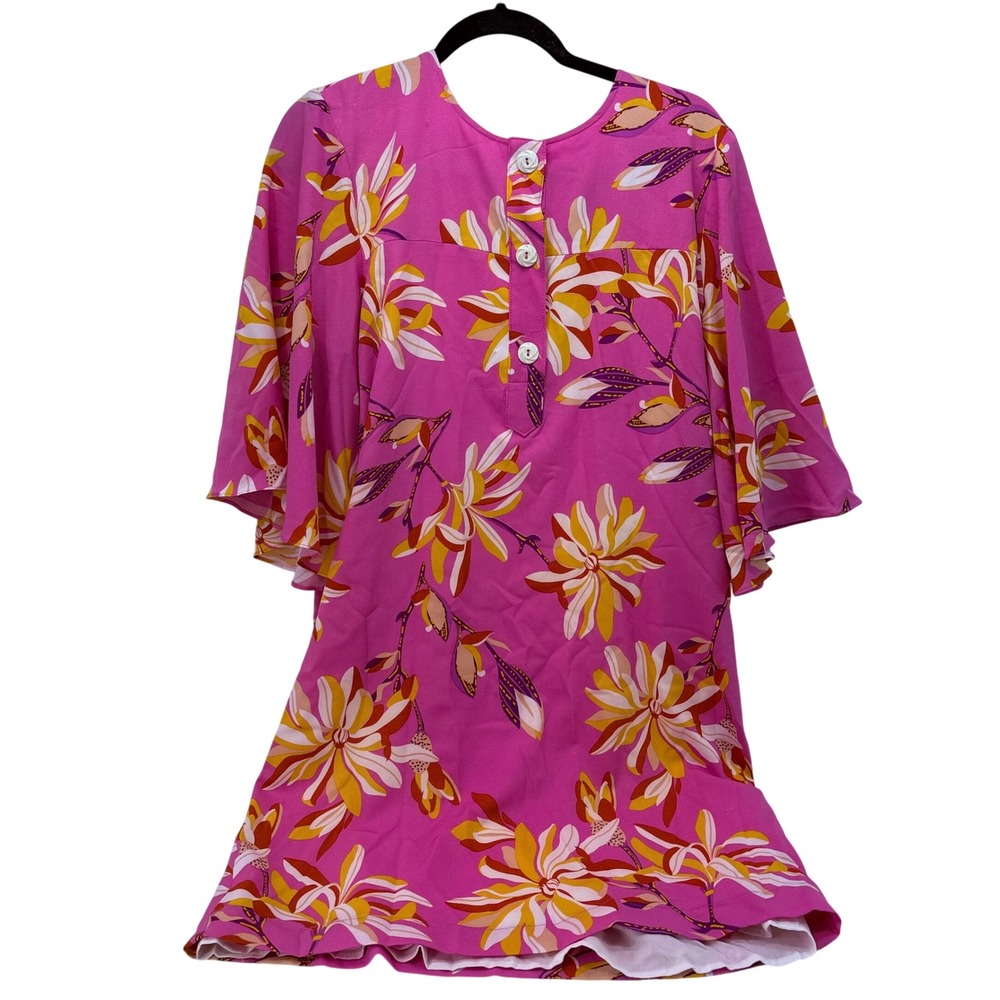 Uncle Frank Pink Floral Bell Sleeve Shift Dress Made in USA Style 75558 Womens M